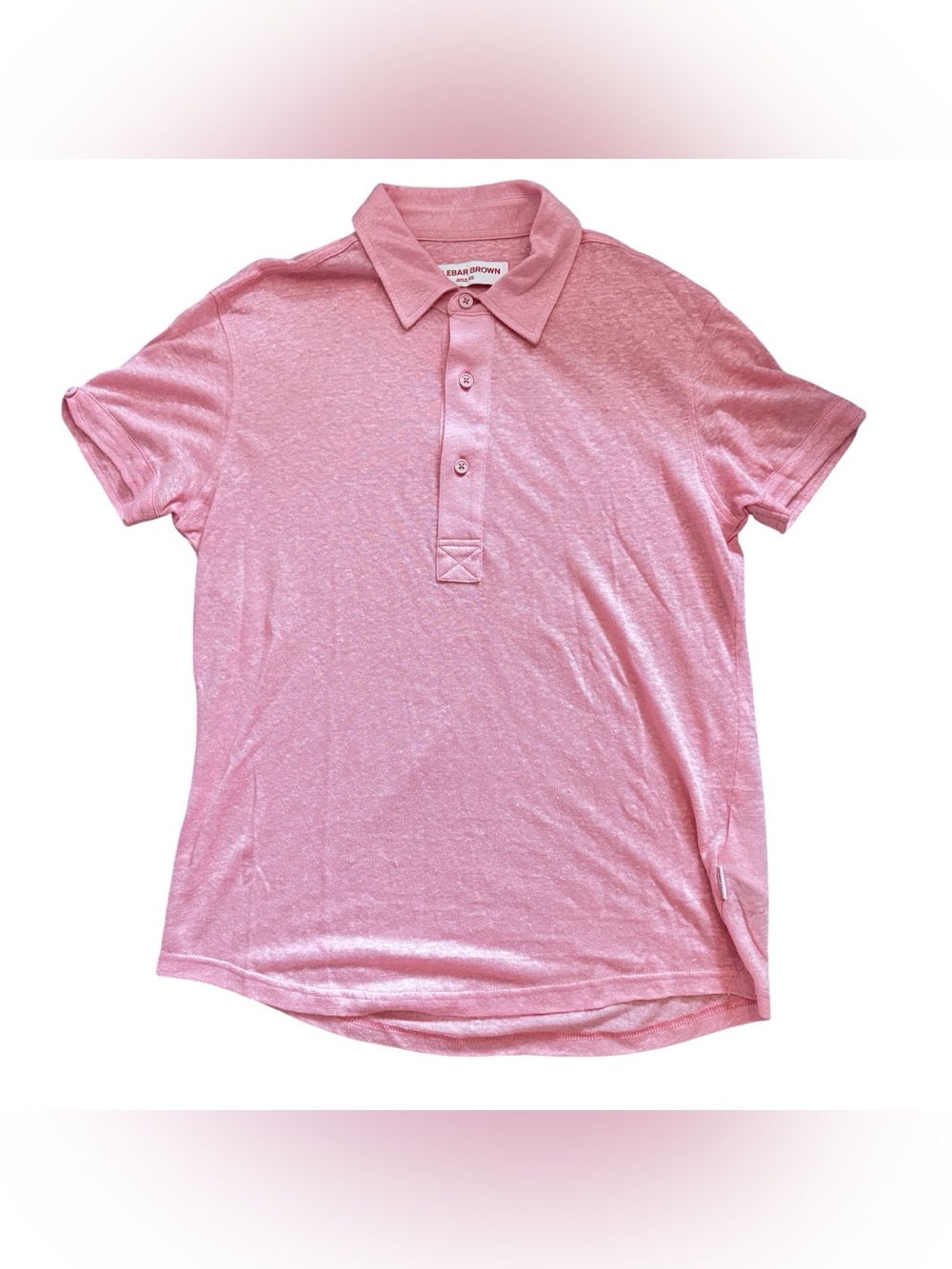 Orlebar Brown Sebastian Pink Linen Polo Shirt Sz XS